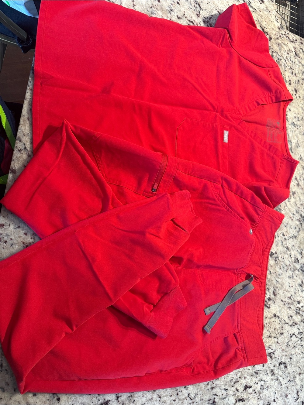 FIGS Red Scrub Jogger Set